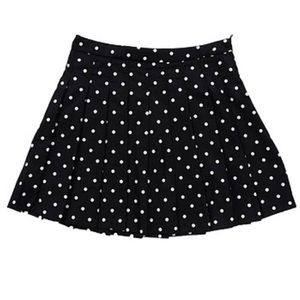 Classic A-Line polk dot black & cream mini skirt rich fabric near perfect